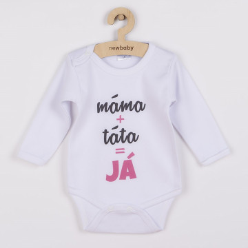 Body s potiskem New Baby máma plus táta rovná se JÁ - dárkové balení, Růžová 68 (4-6m)