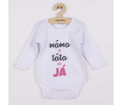 Body s potiskem New Baby máma plus táta rovná se JÁ - dárkové balení