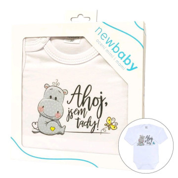 Body s potiskem New Baby Ahoj, jsem tady! - dárkové balení