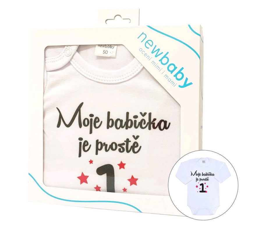 Body s potiskem New Baby Moje babička je prostě jednička - dárkové balení Body s potiskem New Baby Moje babička je prostě jednička - dárkové balení
