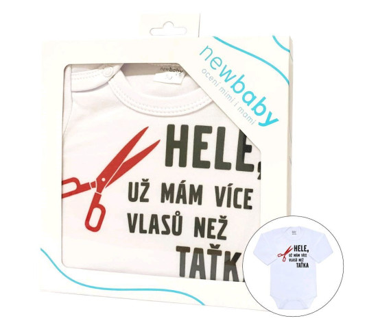 Body s potiskem New Baby Více vlasů než taťka - dárkové balení