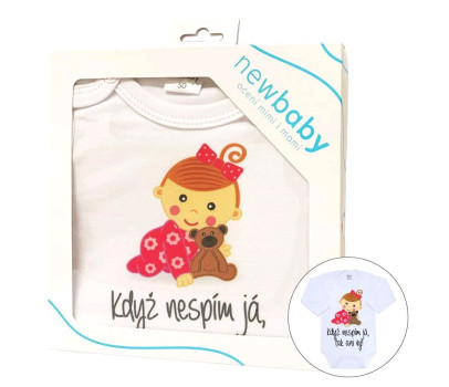 Body s potiskem New Baby Když nespím já, tak ani vy - dárkové balení