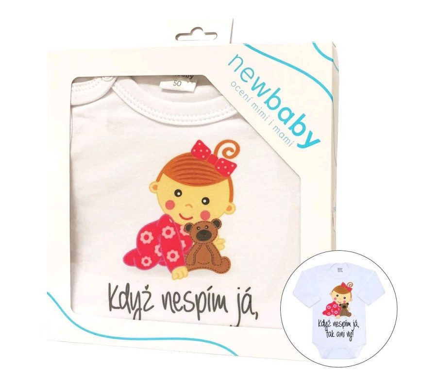 Body s potiskem New Baby Když nespím já, tak ani vy - dárkové balení Body s potiskem New Baby Když nespím já, tak ani vy - dárkové balení
