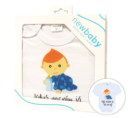 Body s potiskem New Baby Když nespím já, tak ani vy - dárkové balení