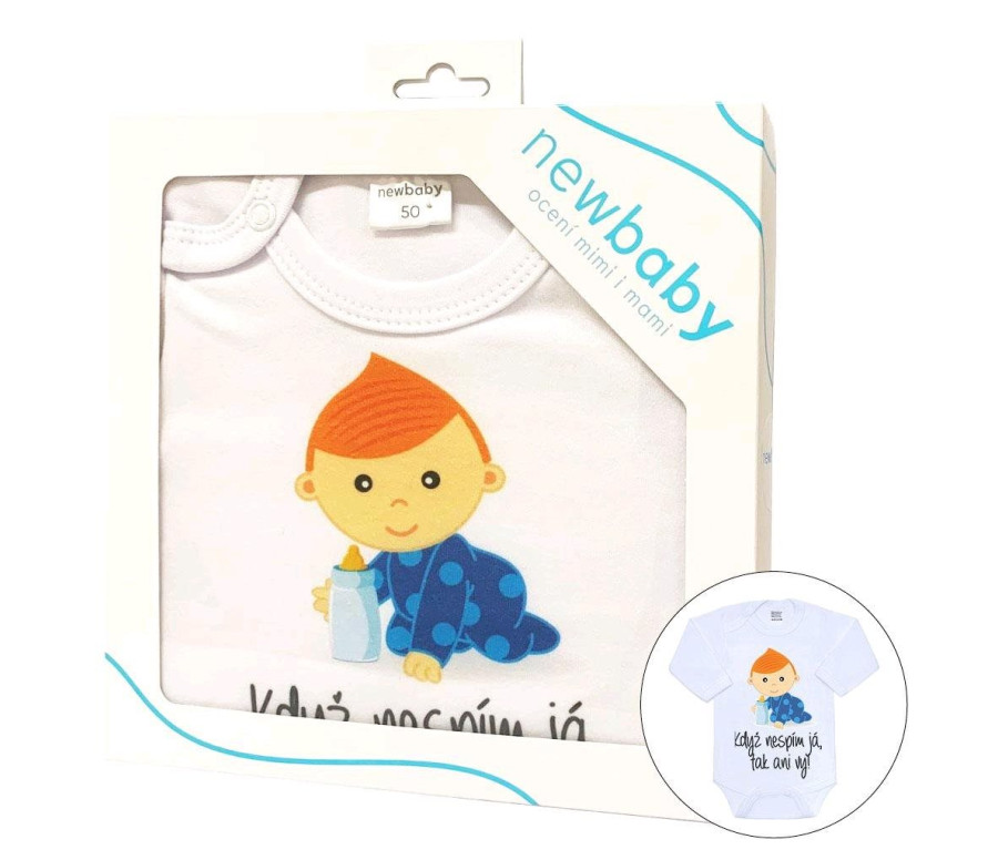 Body s potiskem New Baby Když nespím já, tak ani vy - dárkové balení Body s potiskem New Baby Když nespím já, tak ani vy - dárkové balení