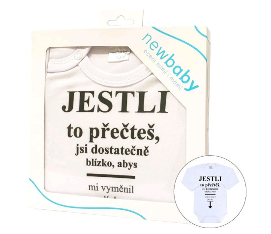Body s potiskem New Baby ..vyměnit plínku.. - dárkové balení