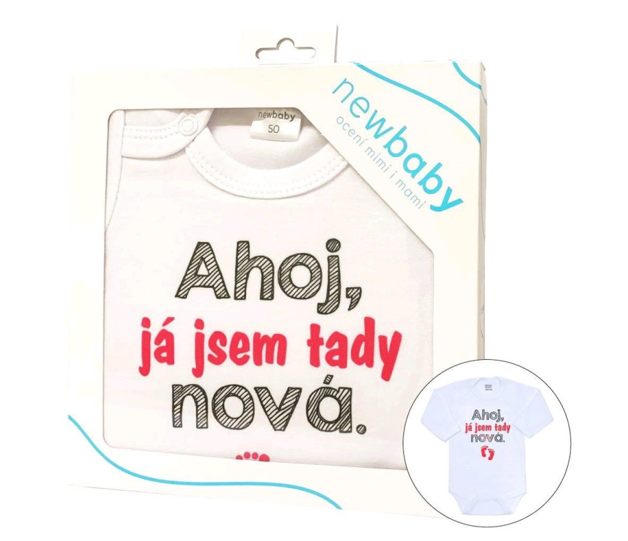Body s potiskem New Baby Ahoj, já jsem tady nová - dárkové balení Body s potiskem New Baby Ahoj, já jsem tady nová - dárkové balení