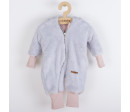 Luxusní dětský zimní overal New Baby Teddy bear šedo růžový