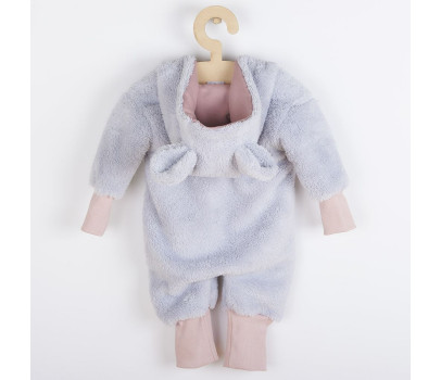 Luxusní dětský zimní overal New Baby Teddy bear šedo růžový