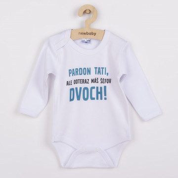 Body s potiskem New Baby Pardon tati,... máš šéfov dvoch! - darčekové balenie, Bílá 56 (0-3m)