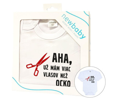Body s potiskem New Baby Viac vlasov než ocko - darčekové balenie