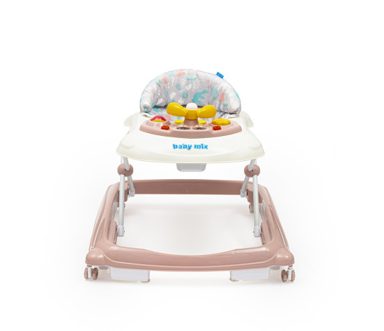 Dětské chodítko Baby Mix s volantem a silikonovými kolečky růžové