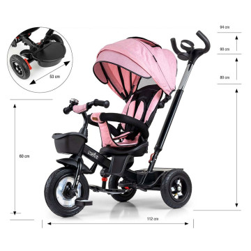 Dětská tříkolka Milly Mally Movi black-pink, Růžová