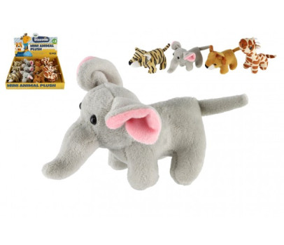 Zvířátko safari/ZOO plyš 10-15cm 4 druhy 12ks v boxu 3m+
