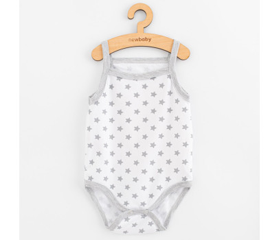 Kojenecké body bez rukávů New Baby Classic II hvězdičky šedé holka