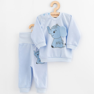 Kojenecká souprava tričko a tepláčky New Baby Happy Elephant blue, Modrá 68 (4-6m)