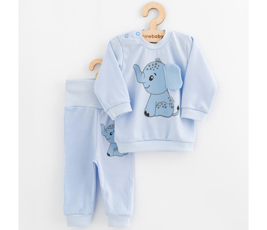 Kojenecká souprava tričko a tepláčky New Baby Happy Elephant blue, Modrá 86 (12-18m)
