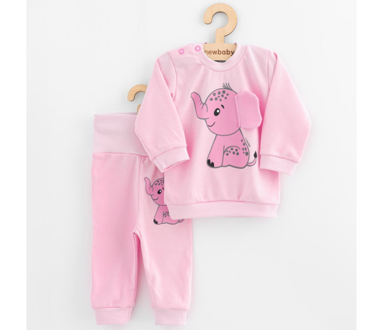 Kojenecká souprava tričko a tepláčky New Baby Happy Elephant pink