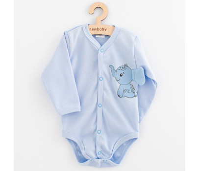 Kojenecké celorozepínací body s dlouhým rukávem New Baby Happy Elephant blue