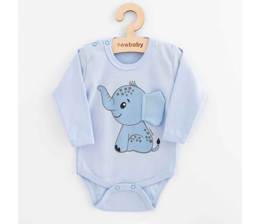 Kojenecké body s dlouhým rukávem New Baby Happy Elephant blue Kojenecké body s dlouhým rukávem New Baby Happy Elephant blue