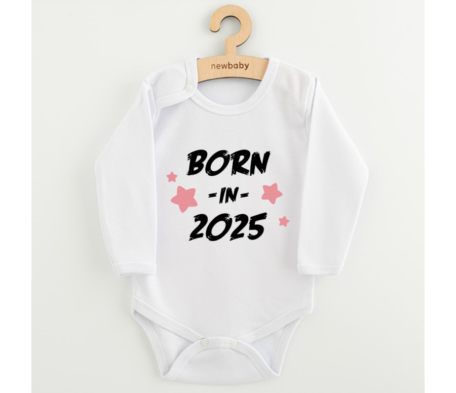 Dětské body s potiskem New Baby BORN IN 2025 pink Dětské body s potiskem New Baby BORN IN 2025 pink