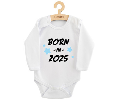 Dětské body s potiskem New Baby BORN IN 2025 blue