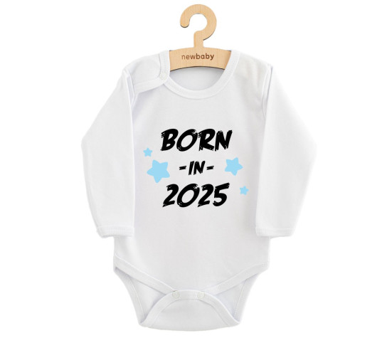 Dětské body s potiskem New Baby BORN IN 2025 blue