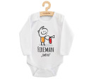 Dětské body s potiskem New Baby FIREMAN "se jménem dítěte"