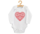 Dětské body s potiskem New Baby Lidový vzor červené srdíčko