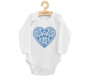 Dětské body s potiskem New Baby Lidový vzor modré srdíčko