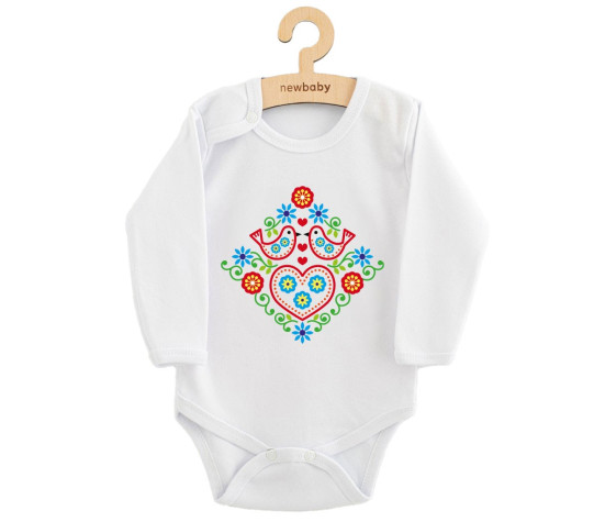 Dětské body s potiskem New Baby Lidový vzor ptáčci