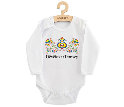 Dětské body s potiskem New Baby Lidový vzor Děvčica z Moravy