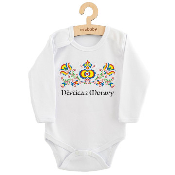 Dětské body s potiskem New Baby Lidový vzor Děvčica z Moravy
