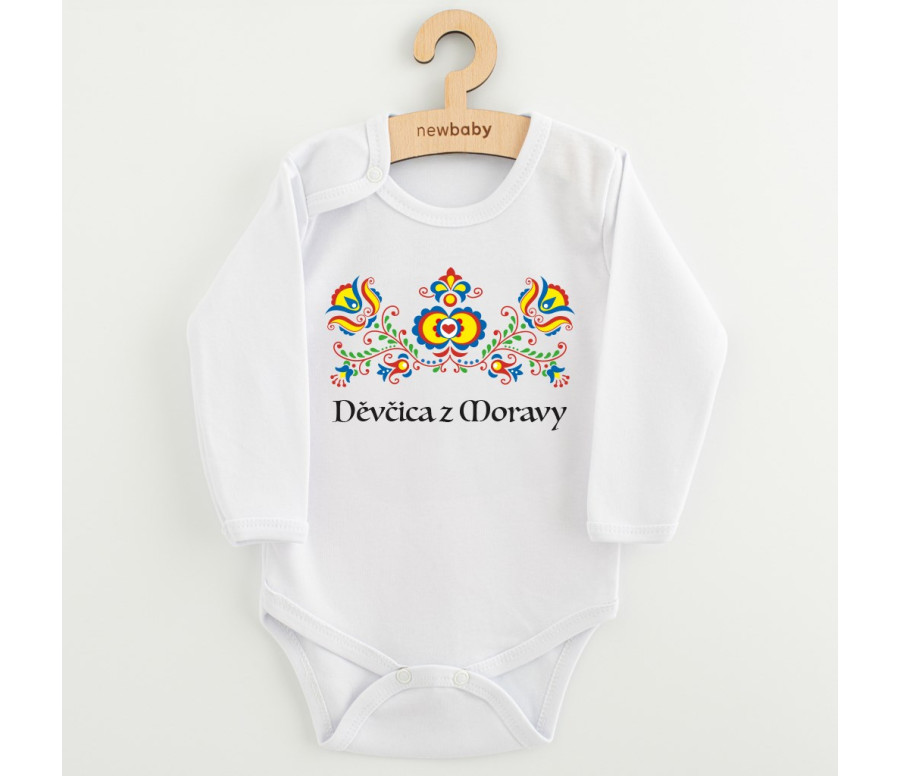 Dětské body s potiskem New Baby Lidový vzor Děvčica z Moravy Dětské body s potiskem New Baby Lidový vzor Děvčica z Moravy