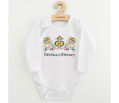 Dětské body s potiskem New Baby Lidový vzor Děvčica z Moravy