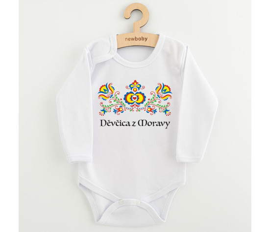 Dětské body s potiskem New Baby Lidový vzor Děvčica z Moravy