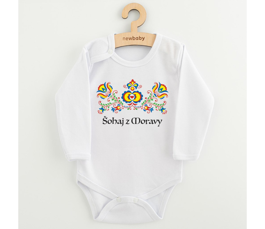 Dětské body s potiskem New Baby Lidový vzor Šohaj z Moravy Dětské body s potiskem New Baby Lidový vzor Šohaj z Moravy