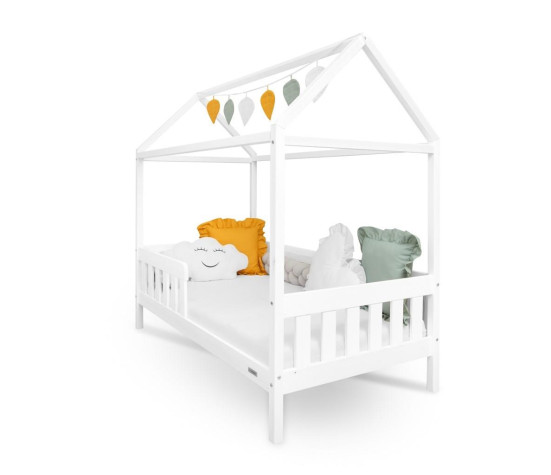 Dětská postel domeček se zábradlím a roštem New Baby CASTELLO 180x90 cm bílá