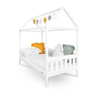 Dětská postel domeček se zábradlím a roštem New Baby CASTELLO 180x90 cm bílá