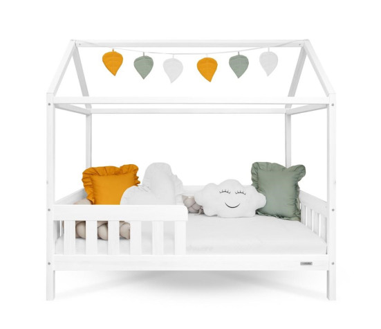 Dětská postel domeček se zábradlím a roštem New Baby CASTELLO 180x90 cm bílá