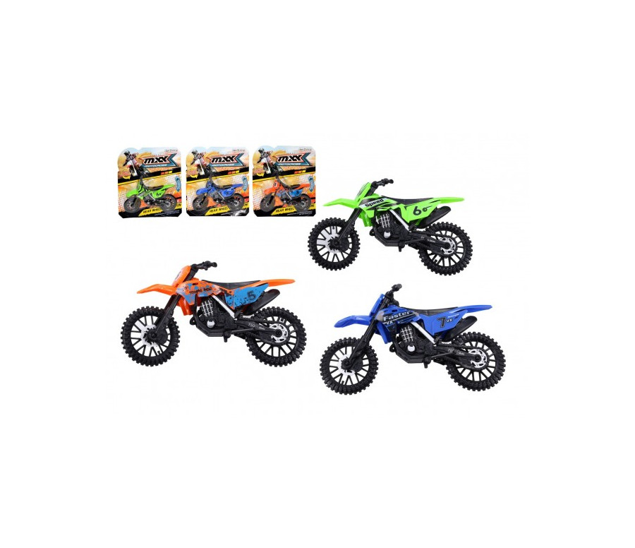 Motorka terénní 19cm plast 3 barvy na kartě