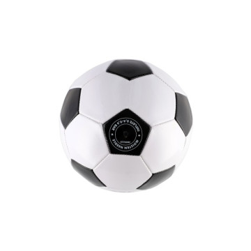 Míč fotbalový šitý kůže 23cm vel. 5 černo-bílý v sáčku