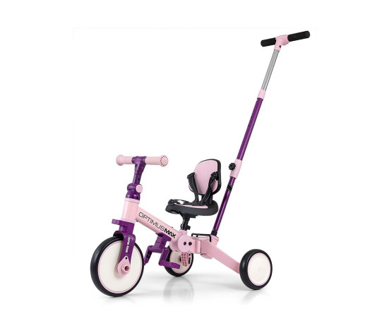 Dětská tříkolka 5v1 Milly Mally Optimus Max s vodící tyčí pink