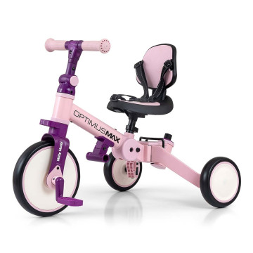 Dětská tříkolka 5v1 Milly Mally Optimus Max s vodící tyčí pink