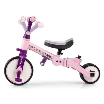 Dětská tříkolka 5v1 Milly Mally Optimus Max s vodící tyčí pink