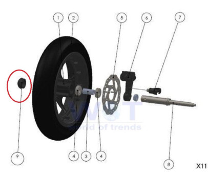 Tfk náhradní tlačítko - gumová záslepka pro 12" zadní kolo Joggster X X11-9