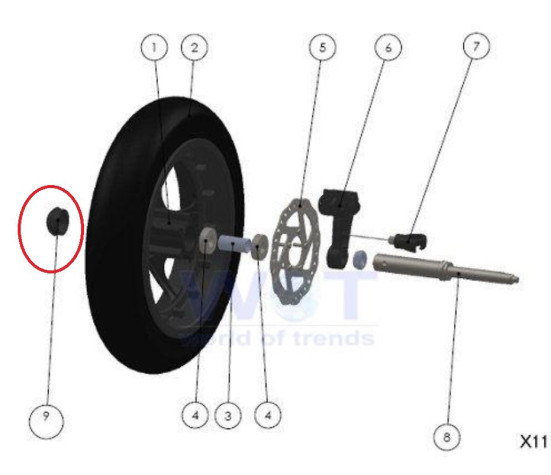 Tfk náhradní tlačítko - gumová záslepka pro 12" zadní kolo Joggster X X11-9