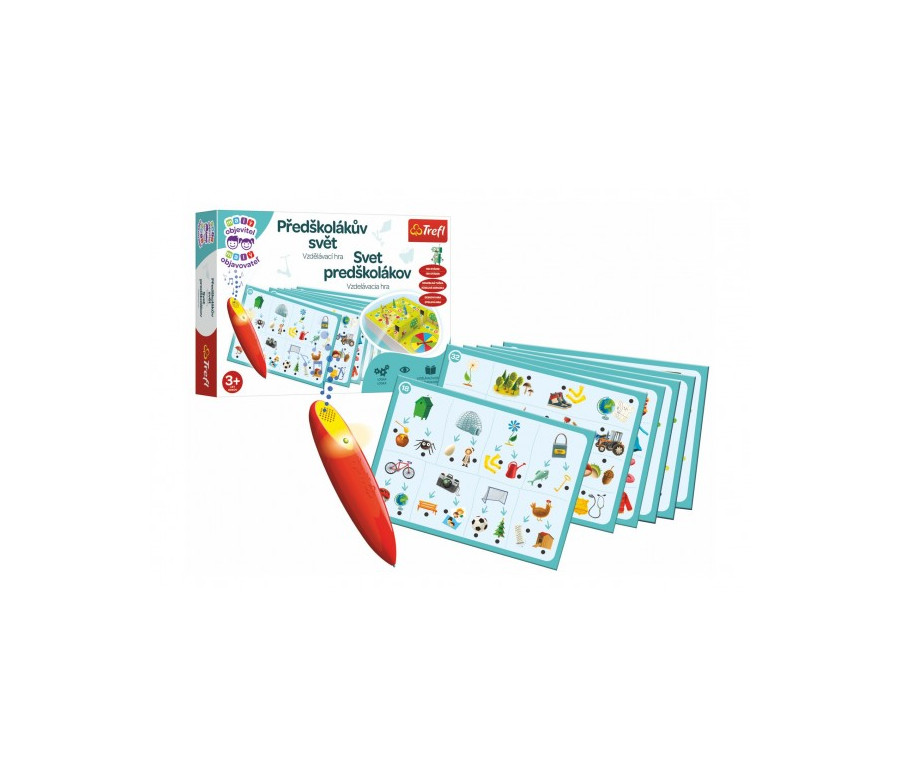 Malý objevitel Předškolákův svět + kouzelná tužka edukační společenská hra v krabici 33x23x6cm