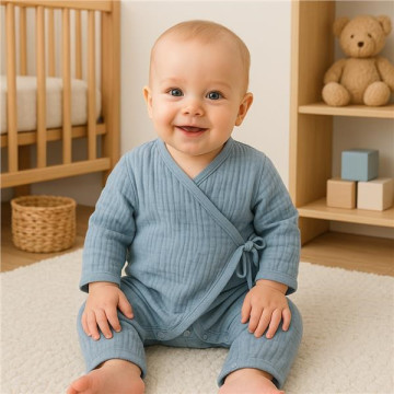 Kojenecký mušelínový overal New Baby blue