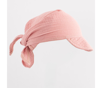 Dětský letní mušelínový šátek s kšiltem New Baby pink